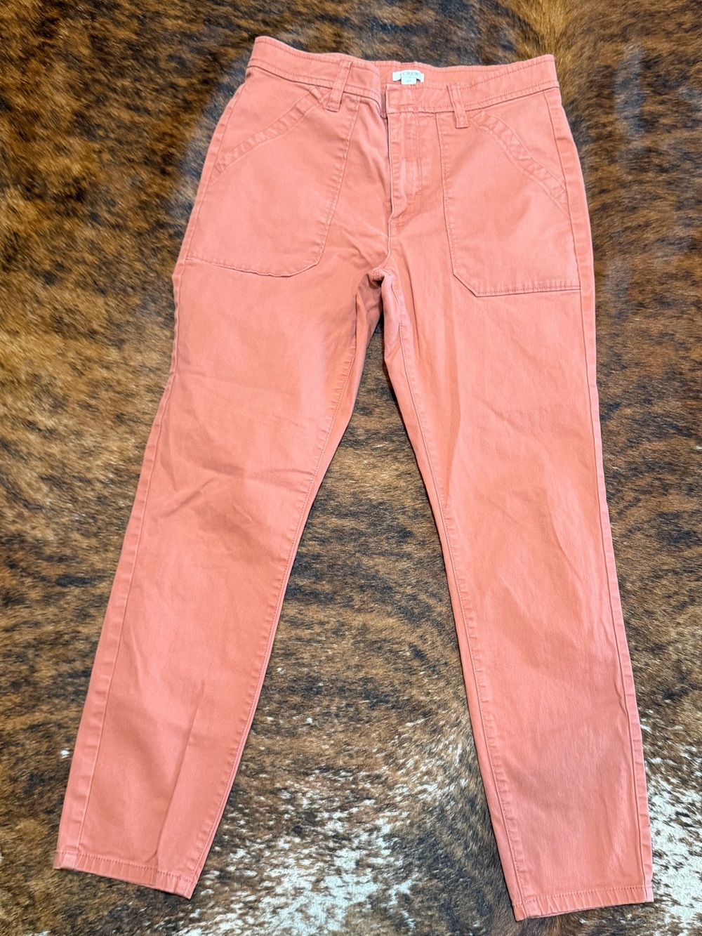 J Crew Salmon Colored Pants Stretch Highrise Skinny Women’s size 27 Coral